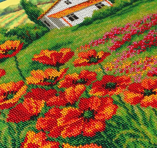 Набор для вышивания бисером Паутинка, Маки Прованса 28х38 см