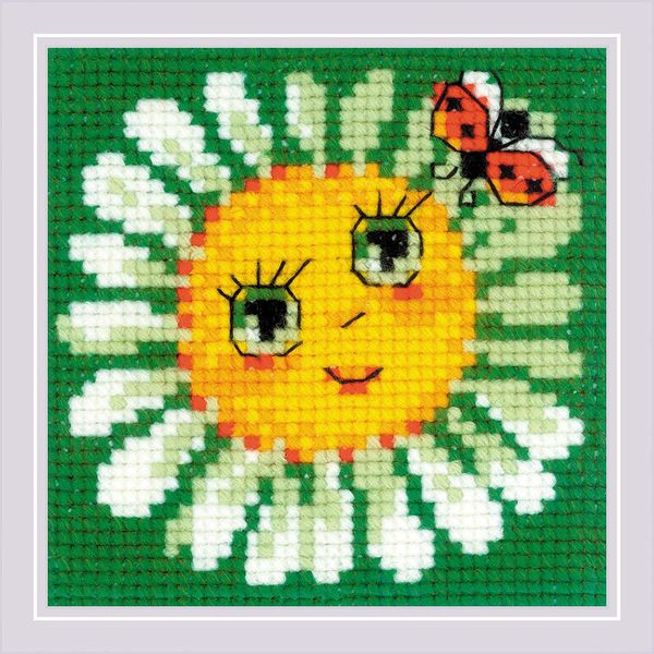 Набор для вышивания нитками Риолис, Ромашка 10х10 см