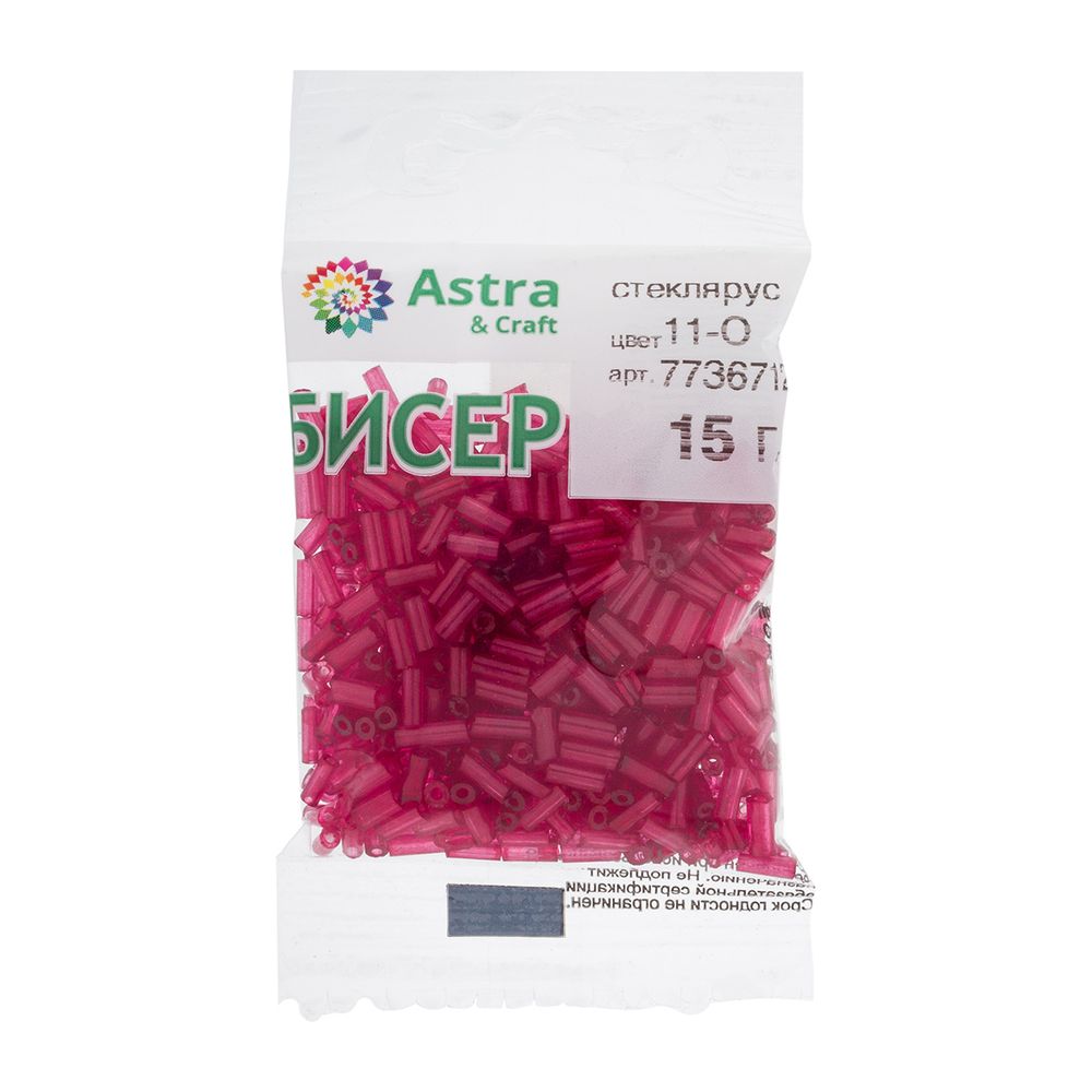 Стеклярус Astra&Craft 5мм, 10х15г, 11-О бордовый/прозрачный