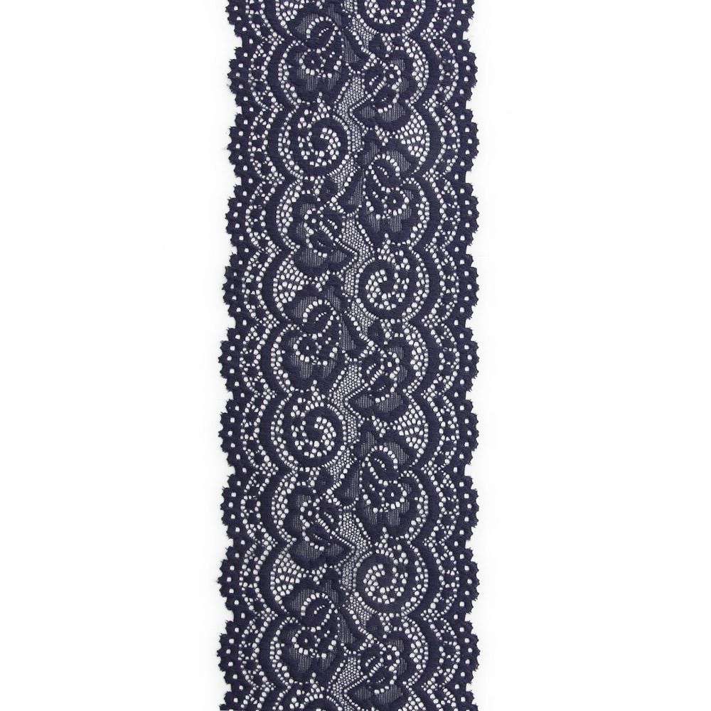 Кружево эластичное (стрейч) 100 мм / 13.71 метров, C147 индиго