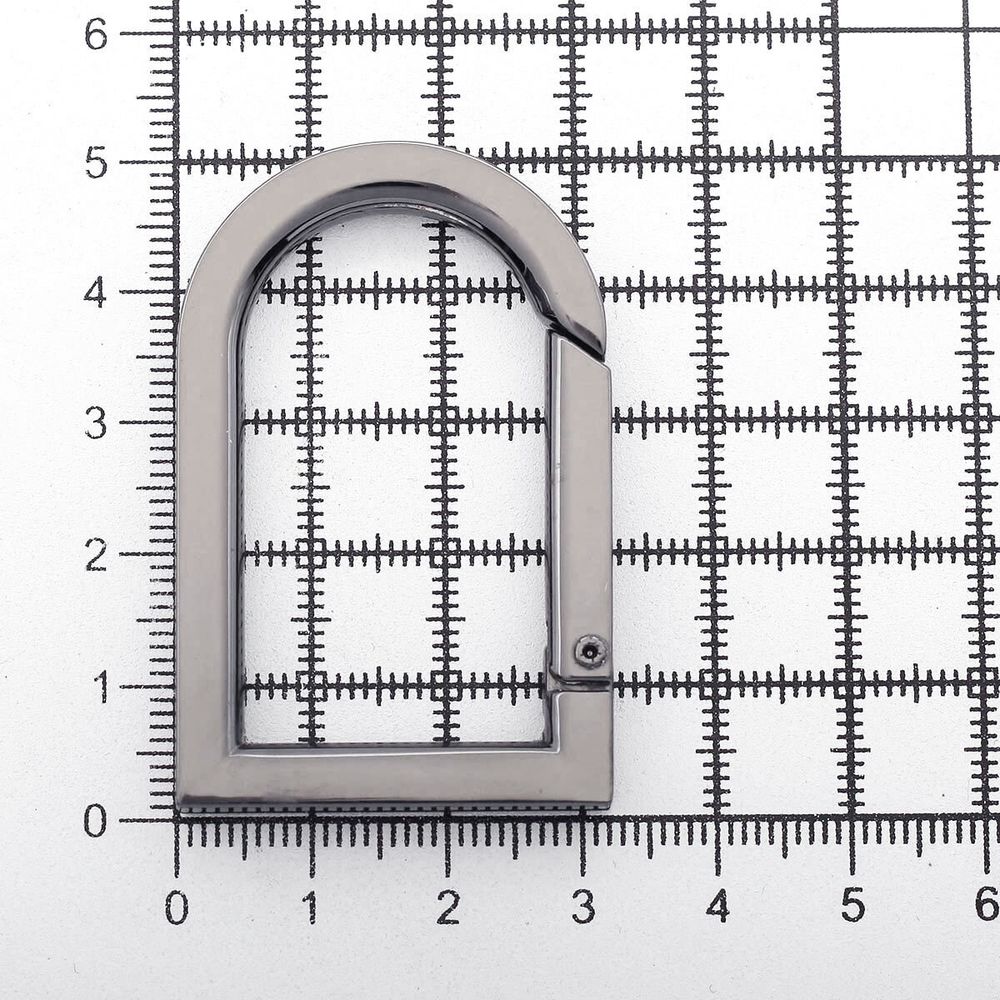 Карабин металл полукольцо 22х40 мм (50х32 мм), чер.никель мет, 2 шт