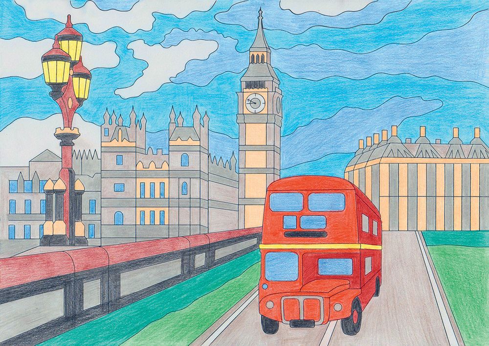 Картина по номерам Фрея, Открытка из Лондона 20.5х29.5 см