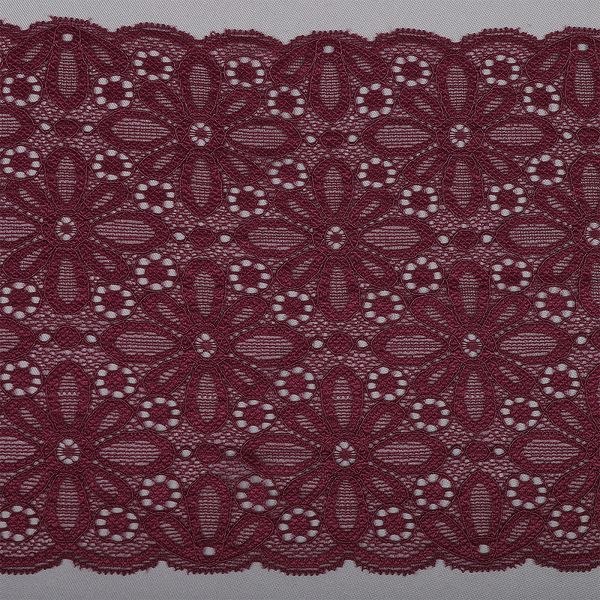 Кружево бельевое эластичное 180 мм / 10 м, 244, цв.076 сливовое вино, Kruzhevo