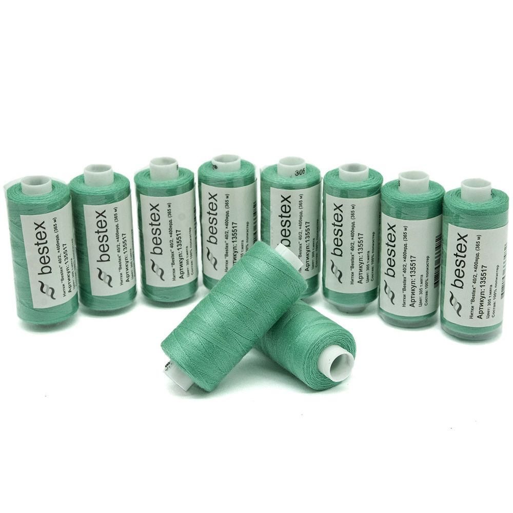 Нитки швейные бытовые Bestex 40/2, 365 м (400 ярд) / 10 кат., 305 темная мята
