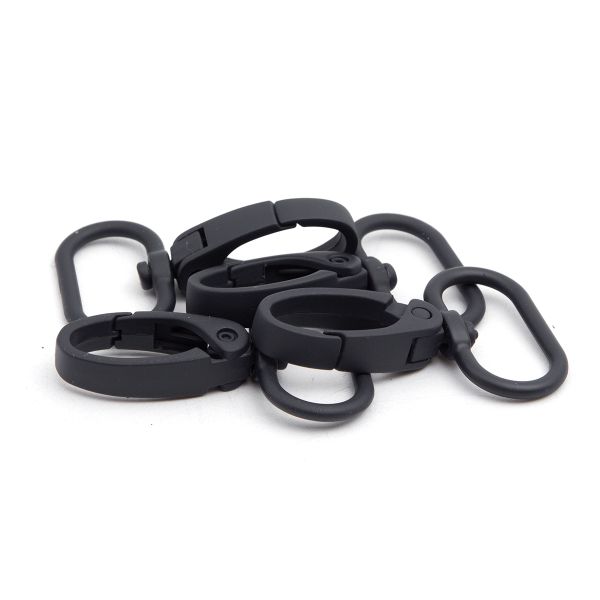 Карабин металл поворотный с рамкой 25 мм (31х47 мм), темно-синяя резина, 4 шт