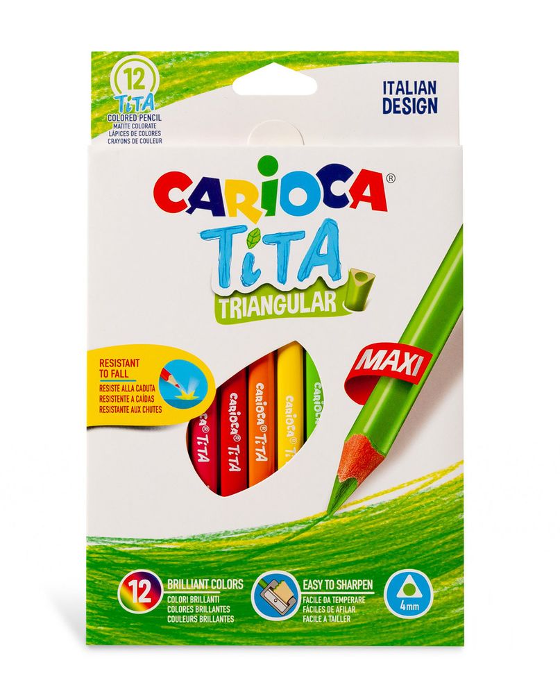 Карандаш цветной утолщенный пластиковый Carioca Tita Maxi трехгранный 12 цв. 42791