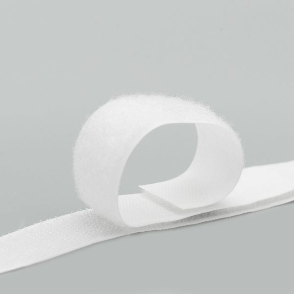 Лента контактная липучка фасовка (велкро) пришивная 20 мм / 25 см, белый, ПАРА (крючок+петля), Hobby&Pro, качество 