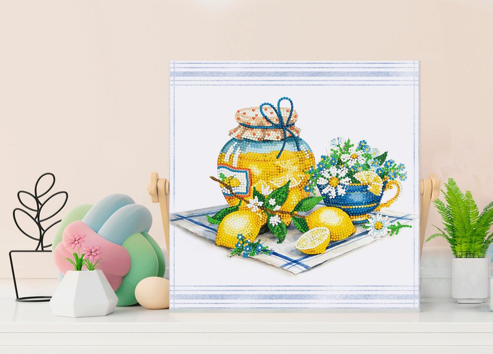 Алмазная (кристальная) мозаика Фрея, постер Лимонный натюрморт, 30х30 см