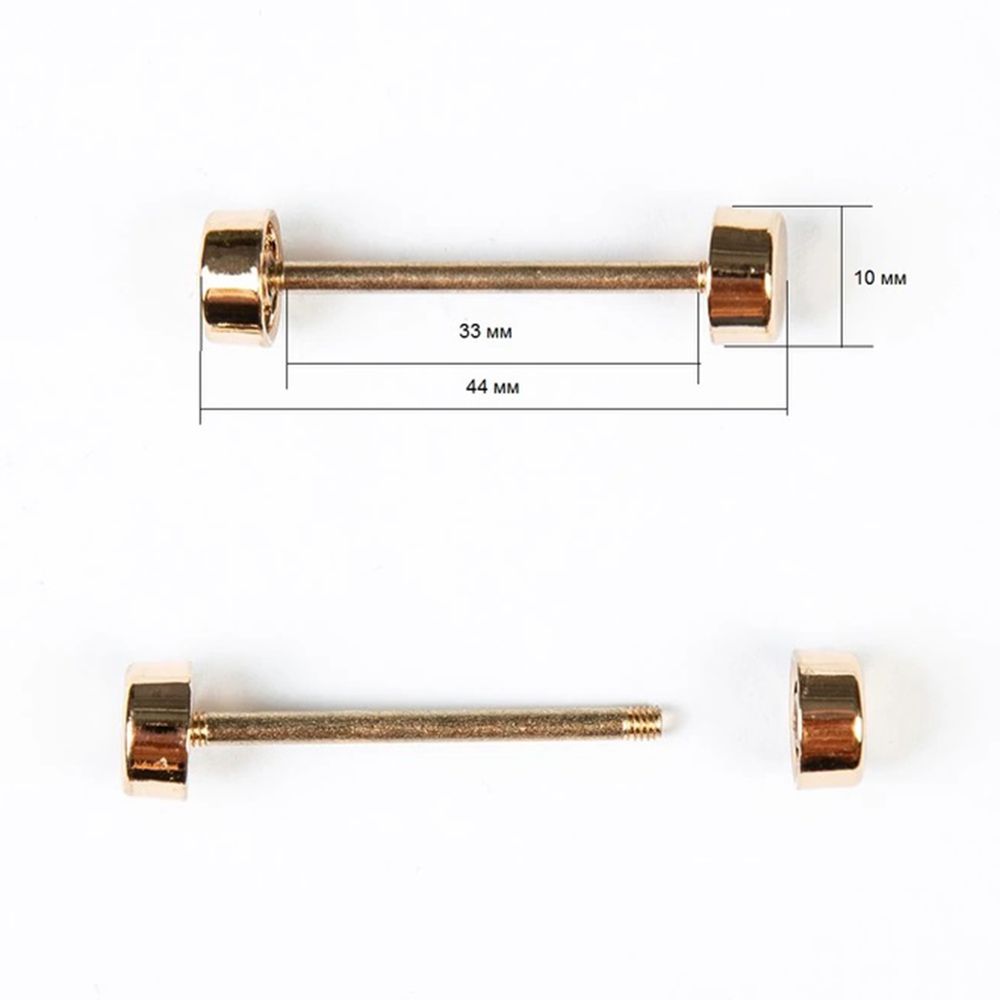 Шпилька для сумки металл L-30мм/10мм с таблеткой ⌀10мм, золото ГР, 66786, 10 шт