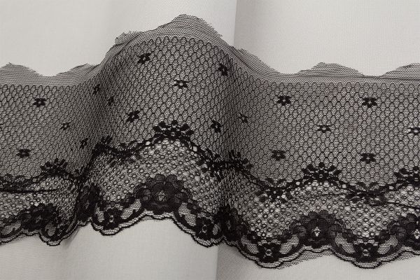 Кружево на сетке широкое 175 мм / 25 м, 325 черный, Blitz LCE-28