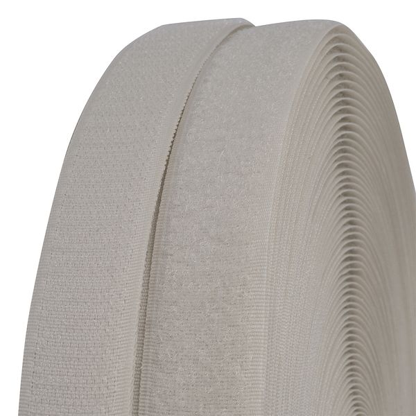 Лента контактная липучка (велкро) пришивная 25 мм / 25 метров, F307 св.бежевый, ПАРА (крючок+петля), качество 