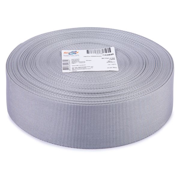 Стропа (ременная лента) 50 мм / 30 метров, толщ. 0.85 мм, [32.39 г/пог.м], 100% п/а, 12 серый, Gamma 9с767