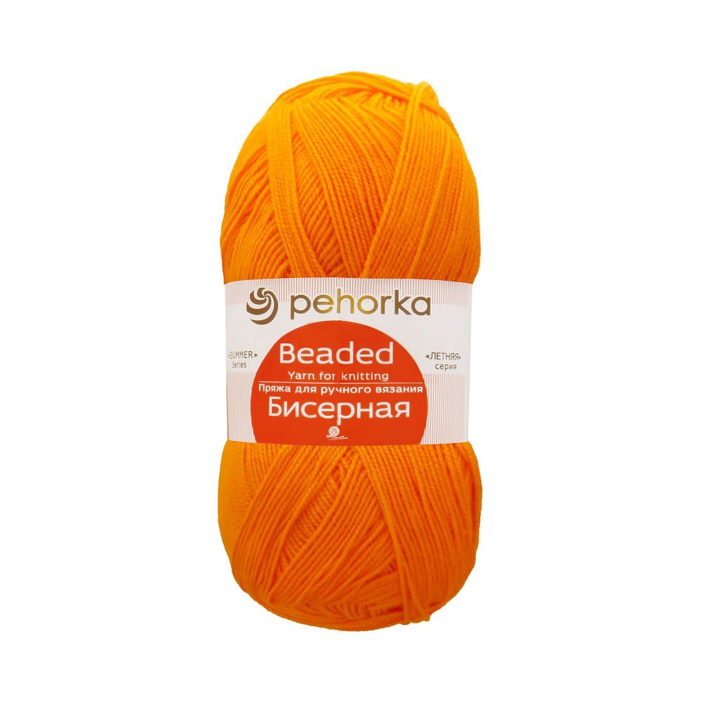 Пряжа Пехорка Бисерная / уп.5 мот. по 100 г, 450 м, цв.485 желто-оранжевый