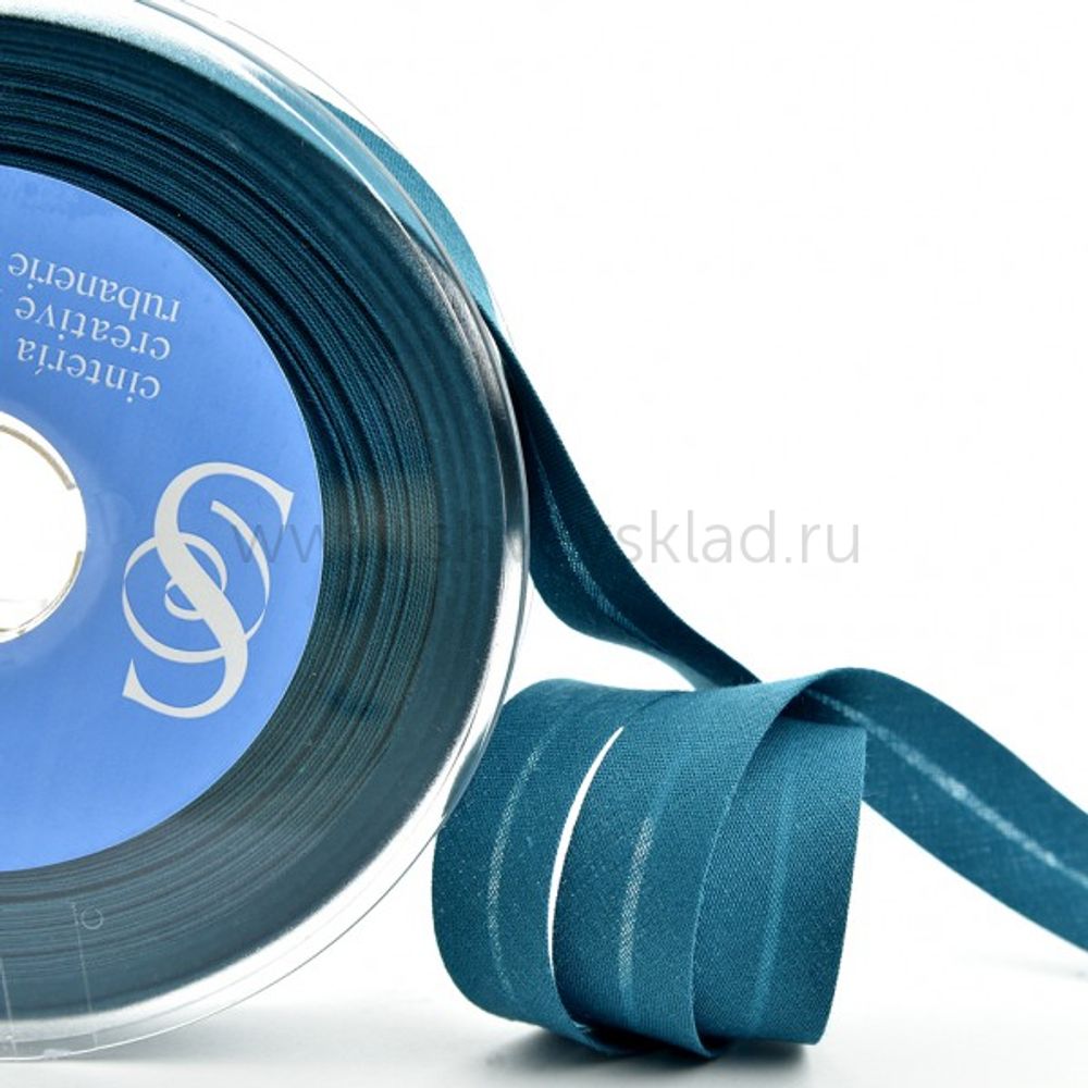 Бейка косая хлопковая с п/э 20 мм, 25 метров, 79 морская волна, Safisa (Spiral) /TOS/