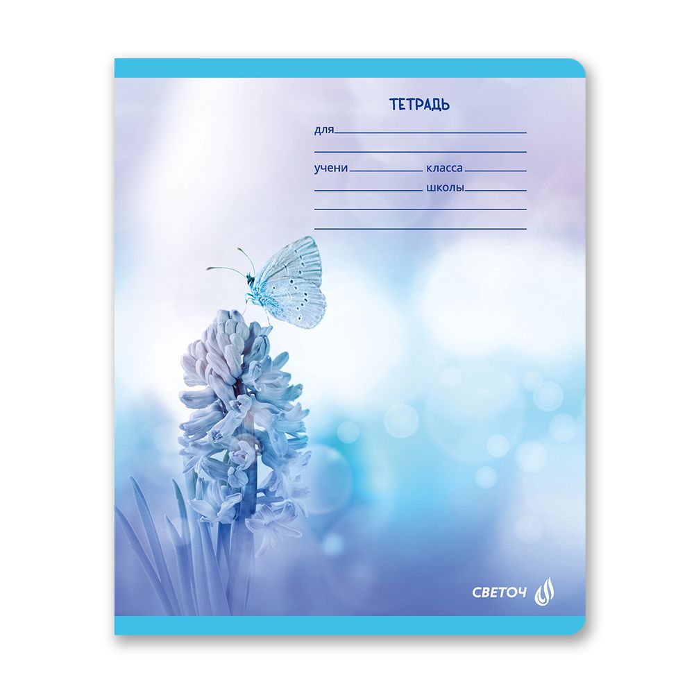 Тетрадь ученическая школьная, A5 12 л. на скобе 65 г/м², белизна 100% 25 шт линия, 01438 Голубая мечта, Светоч Т178