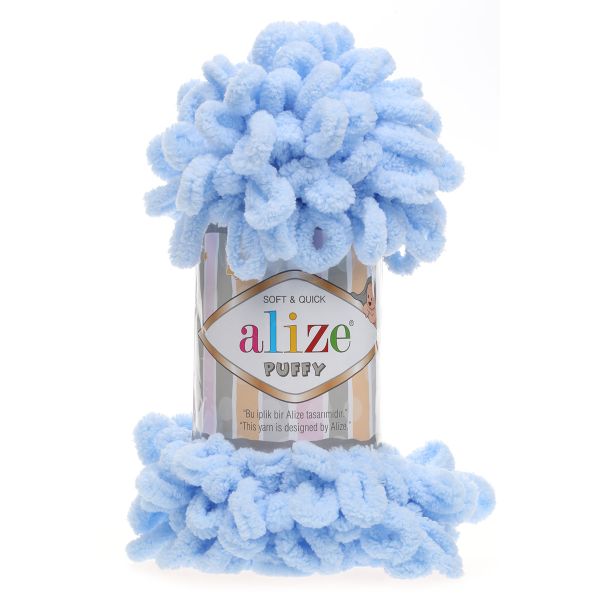 Пряжа Alize (Ализе) Puffy / уп.5 мот. по 100 г, 9м, 183 светло-голубой A