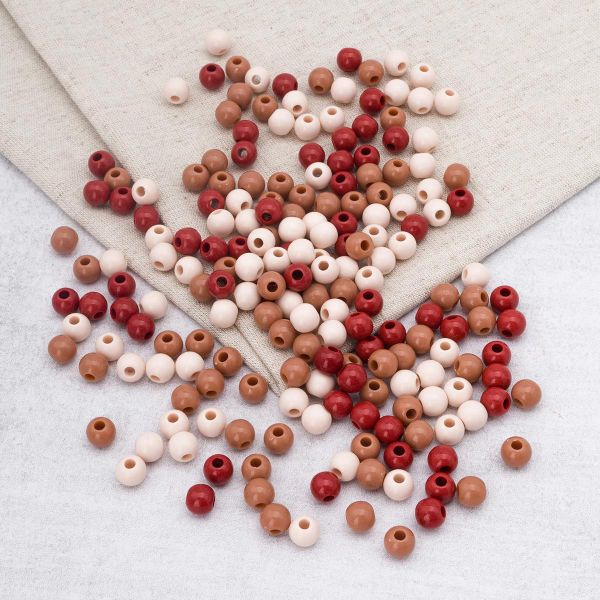 Бусины пластик ⌀8 мм, 50 г, микс цвета, круглые, Astra&Craft (тёплый микс), 1AL121-2