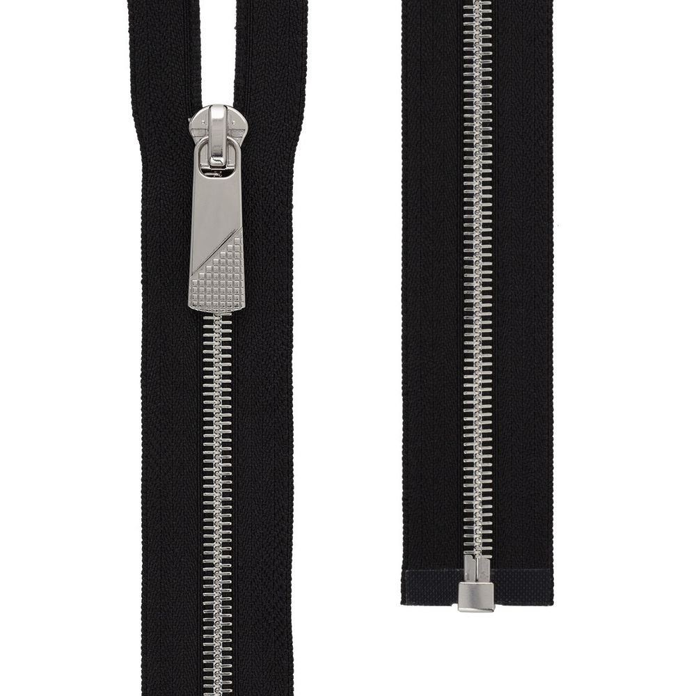 Молния металл Т5 (5 мм) 1 зам., разъем., 70 см, декор, серебро, черный, KAP-5 Gamma, 5 шт