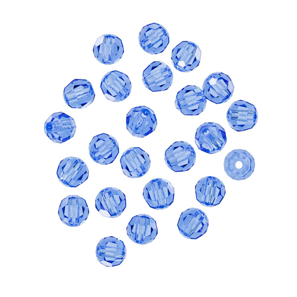 Бусины стекло ⌀4 мм, 24 шт, светло-синий/sapphire, Preciosa 451-19-602