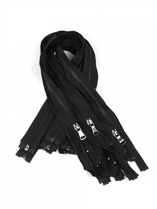 Молния металл Т5 (5 мм) 1 зам., разъем., 65 см, черный никель шлиф.звено, цв.F322 черный, 1 шт, Mzip