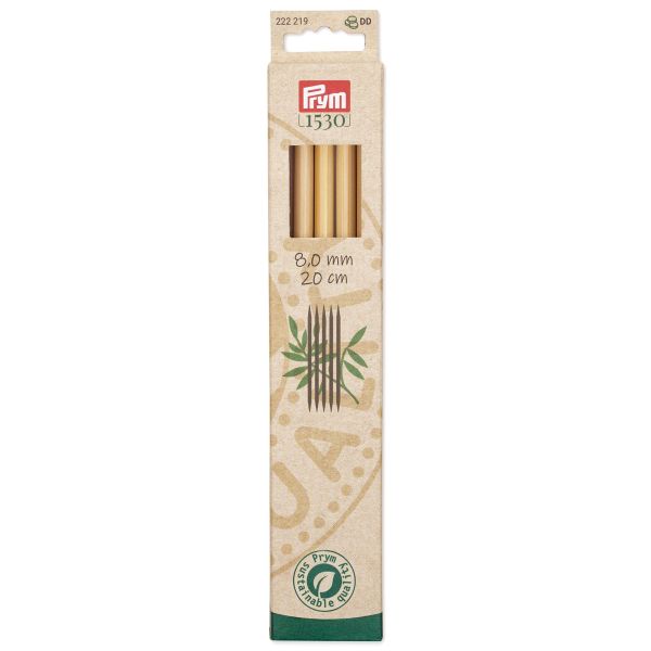 Спицы чулочные Prym ⌀8,0 мм, 20 см, 5 шт, бамбук