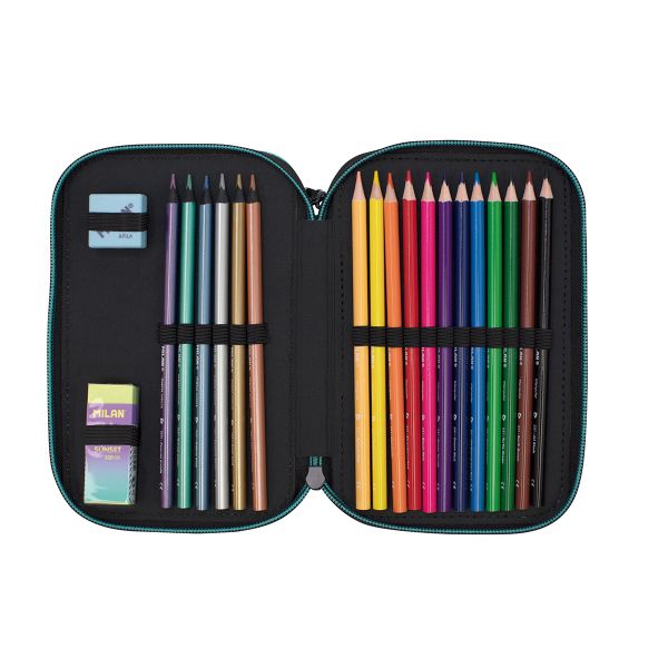 Пенал на молнии трехярусный с наполнением 19,5*13*7,5 см, 081364SNK1, Milan 081364SNK1