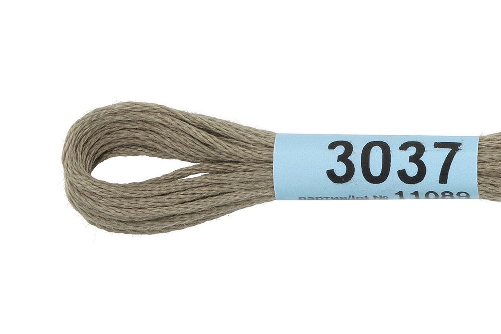 Мулине Gamma 100% хлопок, цв.3037 хаки, 24 мотка по 8 метров