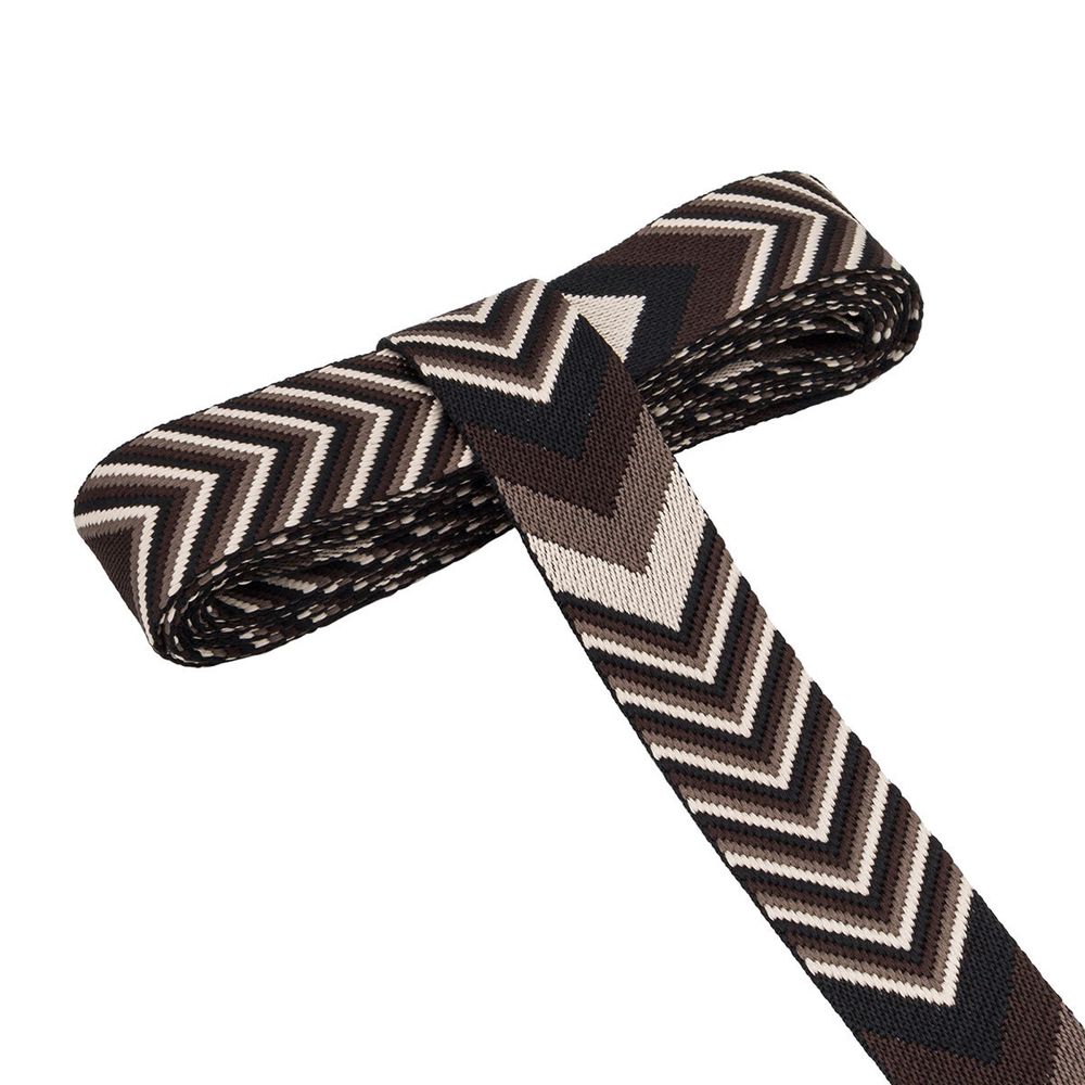 Стропа (ременная лента) 38 мм / 3 метра, [40 г/пог.м], с принтом 2-сторонняя, D159 коричневый/бежевый, 3Al354