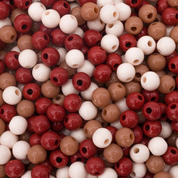 Бусины пластик ⌀6 мм, 50 г, микс цвета, круглые, Astra&Craft (тёплый микс), 1AL121-1