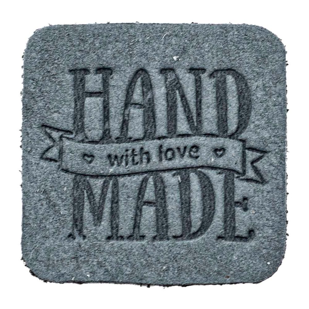 Термоаппликация из кожи Hand Made 3х3см, 100% кожа, 55 светло-серый