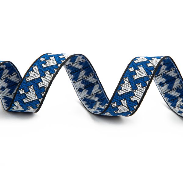 Лента (тесьма) жаккардовая 18.0 мм / 25±1 метров, черный-белый-синий, Gamma С3771Г17 рис.9699