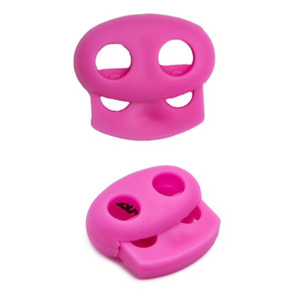 Фиксатор (зажим) для шнура пластик 2 отв., ⌀4.0 мм, 14х17 мм, овал малый ПП, розовый, 100 шт