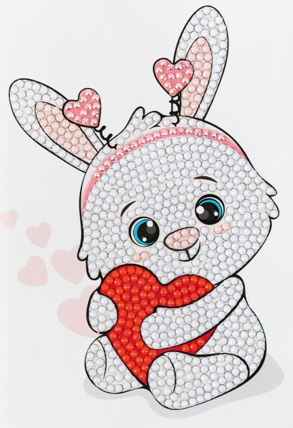 Алмазная (кристальная) мозаика Фрея ALVO-609, открытка Влюбленная зайка, 10.5х14.8 см