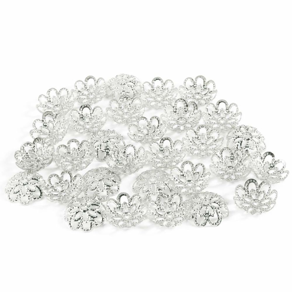 Шапочка для бусин, d-12 мм, 30 шт/уп, серебро