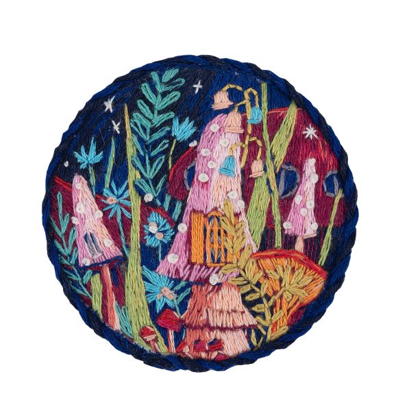Набор для вышивания нитками Panna Живая картина JK-2371, Брошь. Грибхаус, 5.5х5.5 см