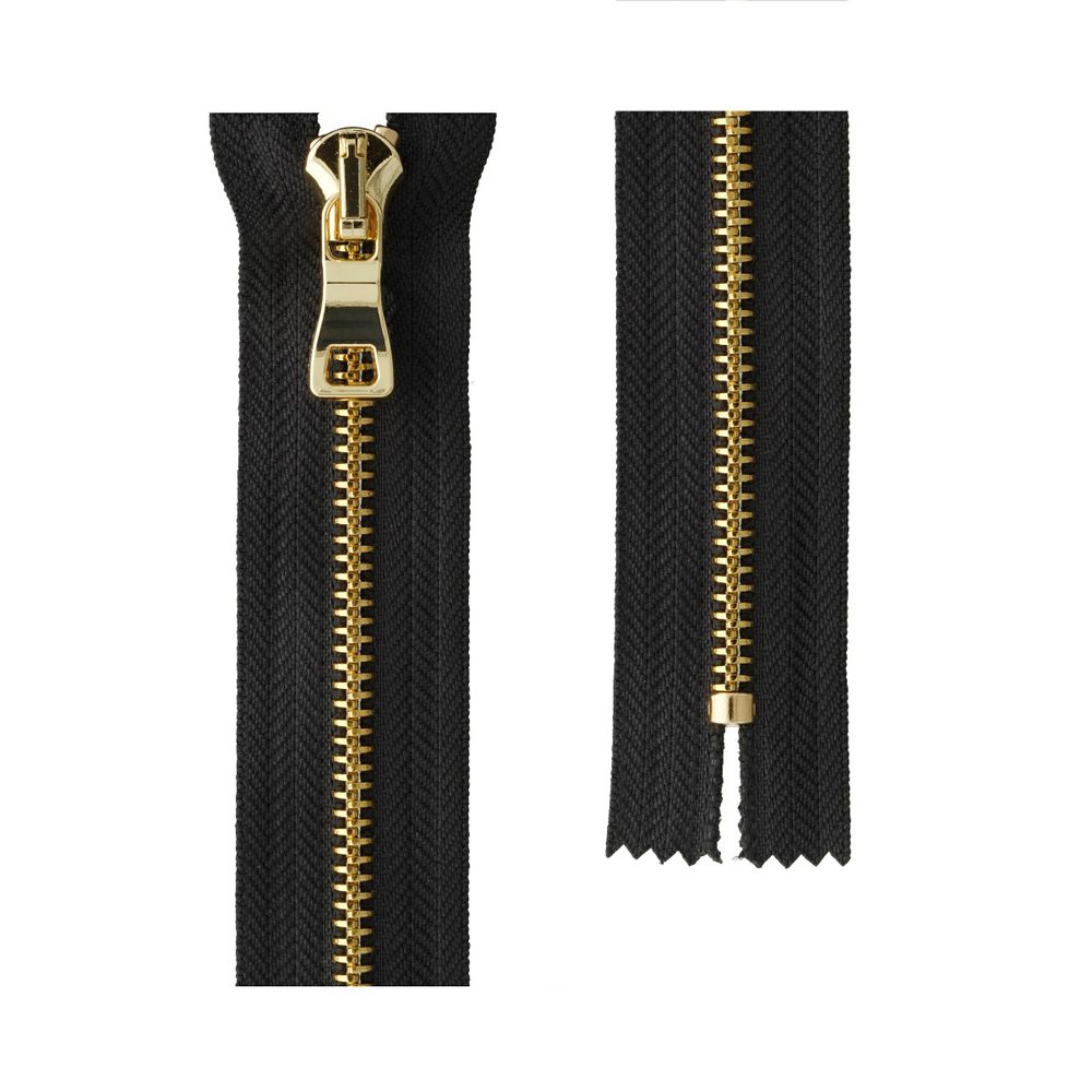 Молния металл Т5 (5 мм) 1 зам., н/раз., 18 см, декор, золото, черный Premium, MLP-5 Gamma, 1 шт