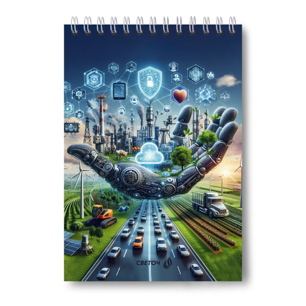 Блокнот на гребне A5 40 л., 4 шт, клетка, Взгляд в будущее 01267, Светоч Б135