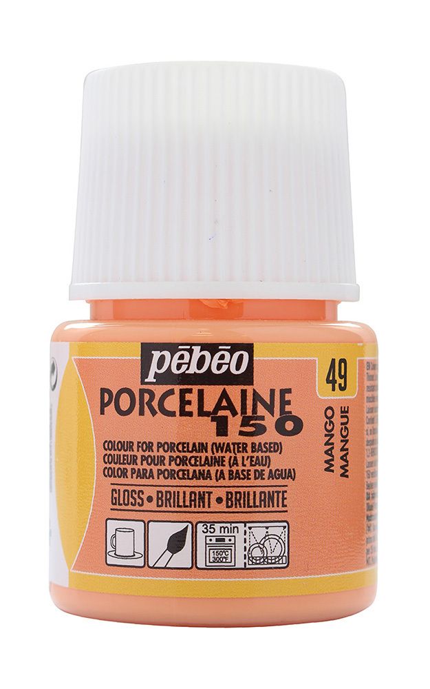 Краска по фарфору и керамике под обжиг пастельная Porcelaine 150 45 мл, 024-049 оранжевый манго, Pebeo