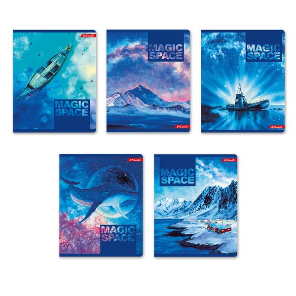 Тетрадь ученическая общая, A5+ 96 л. на скобе 65 г/м², белизна 100%, 5 шт, линия в термоусадочной пленке, 000353 Вселенная, Светоч 96ТСК5_1_3_2