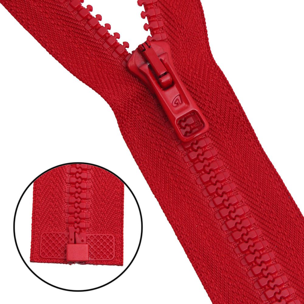 Молния трактор Arta Т6 (6 мм) 1 зам., разъем., 90 см, цв. 008 красный, уп.5 шт