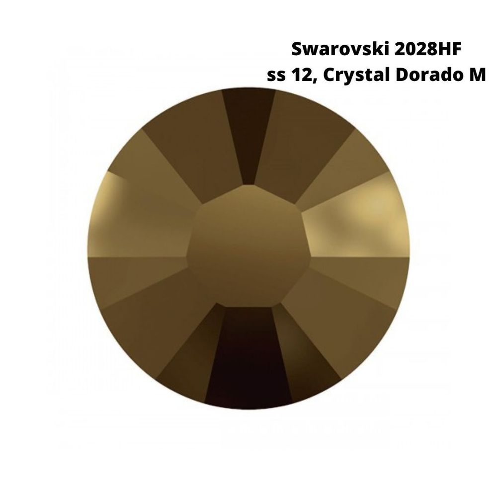 Стразы Swarovski клеевые плоские 2028HF, ss 12 (3.1 мм), Crystal Dorado M, 144 шт