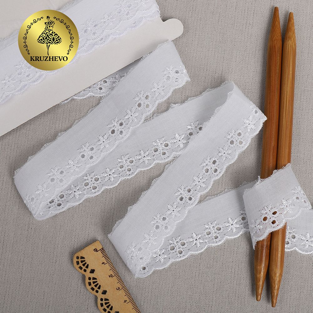 Кружево шитьё 30 мм, ТСВ-20S19, цв.001 белый, уп.13.71м, Kruzhevo