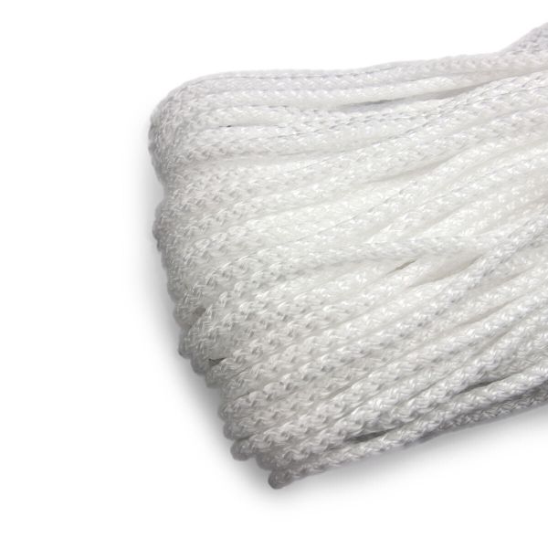Шнур полипропилен круглый вязаный ⌀6.0 мм / 100 метров, 6-01 белый