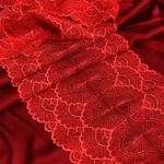 Кружево эластичное (стрейч) 8034 195мм цв.SD163 красный, 3м, Kruzhevo