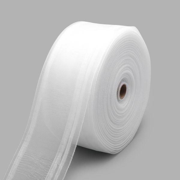 Лента (тесьма) шторная: сборка волна (1:2.5) 100 мм / 50 метров, органза с эффектом люверсов