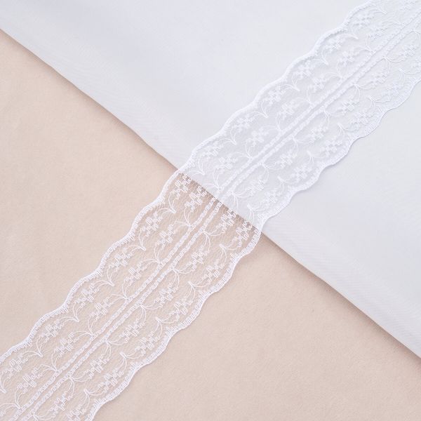 Кружево на сетке 45 мм / 9.14 метра, 32 белый, 3AR3730