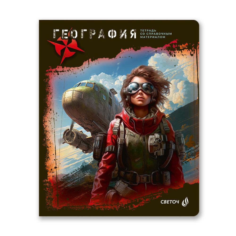 Тетрадь со справочным материалом Эволюция, глянцевая ламинация, A5+ 48 л. на скобе 65 г/м², белизна 100%, 10 шт, клетка, 00878 География, Светоч 48Т5