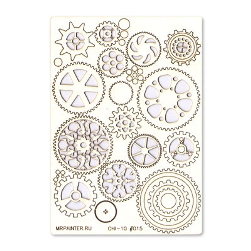 Чипборд 11.5х16.5 см, 1 шт, 15 Шестеренки, Mr.Painter CHI-10