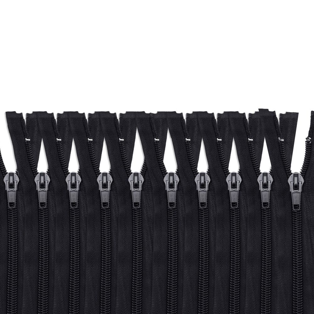 Молния спираль (витая) Т10 (10 мм) 1 зам., разъем., 80 см, черный, 10 шт