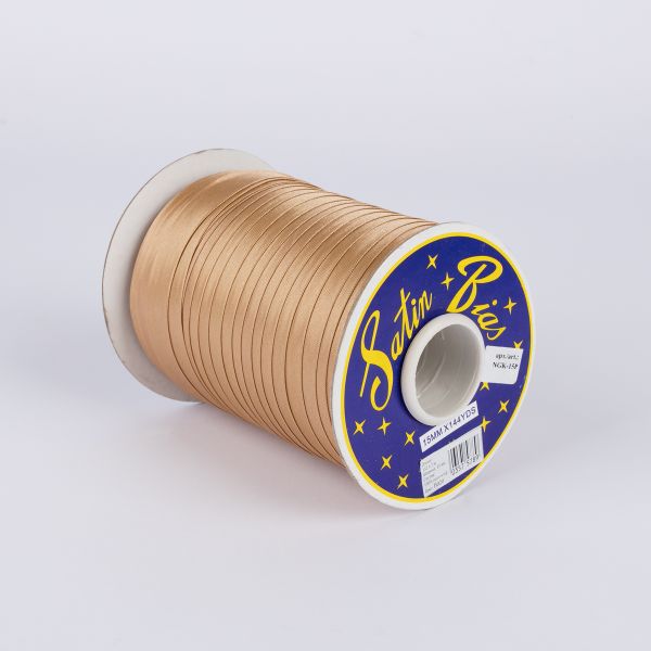 Косая бейка атласная 15 мм / 132±1 метра, В020 св. коричневый, NGK-15P